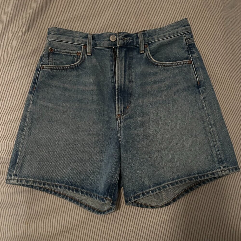 Agolde Light Blue High-Rise Jean Shorts